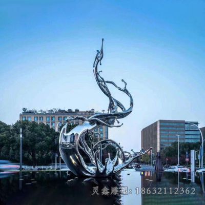 不锈钢抽象海浪城市雕塑
