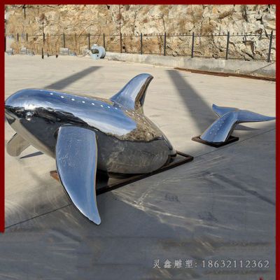 不锈钢镜面海豚庭院雕塑