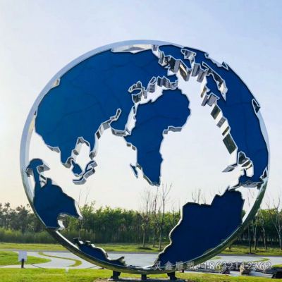 不锈钢彩绘地球仪校园雕塑