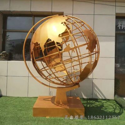 不锈钢彩绘地球仪别墅雕塑