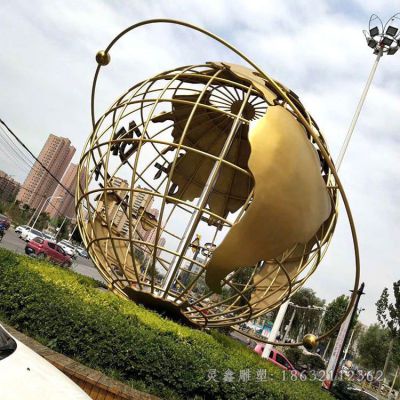 不锈钢彩绘地球仪商场雕塑