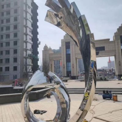 不锈钢抽象凤凰校园雕塑
