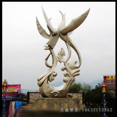不锈钢抽象凤凰景区雕塑