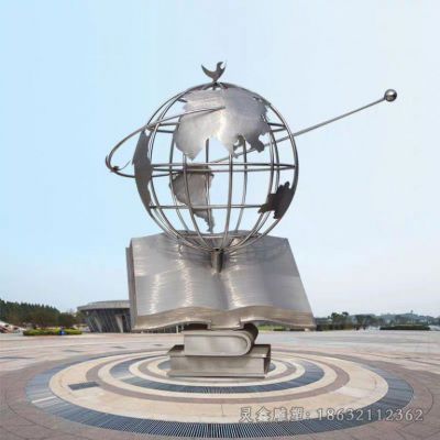 不锈钢镜面地球仪广场雕塑