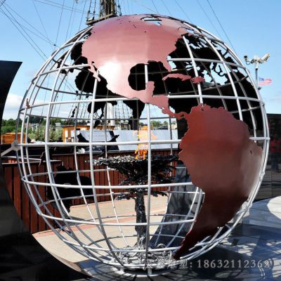 镂空地球仪庭院不锈钢雕塑