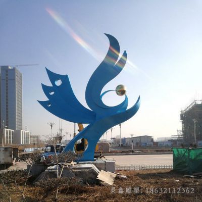 抽象凤凰户外不锈钢雕塑