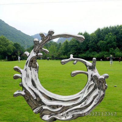 镜面海浪别墅不锈钢雕塑