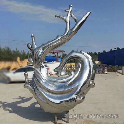 镜面海浪商场不锈钢雕塑