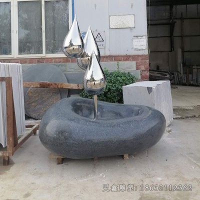 不锈钢抽象水滴园林雕塑
