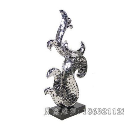 不锈钢几何海豚公园雕塑