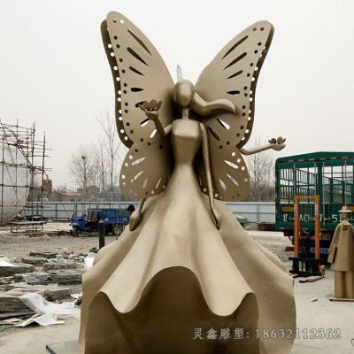 蝴蝶少女人物公园铜雕