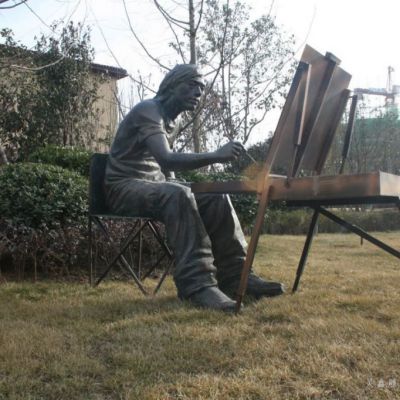 画画人物校园景观铜雕