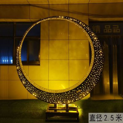 发光月亮不锈钢雕塑