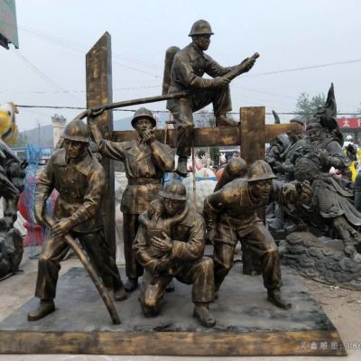 消防员人物景观铜雕