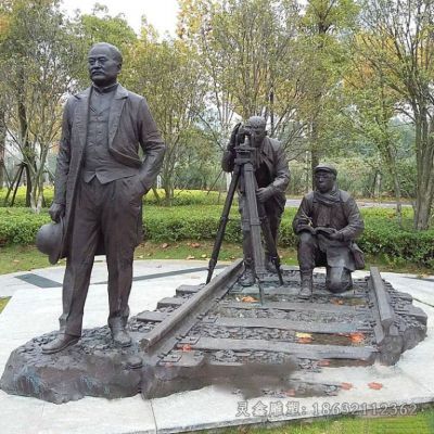 詹天佑名人景观铜雕