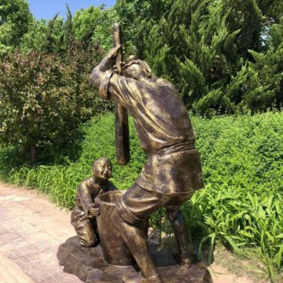 民俗打糍粑校园铜雕