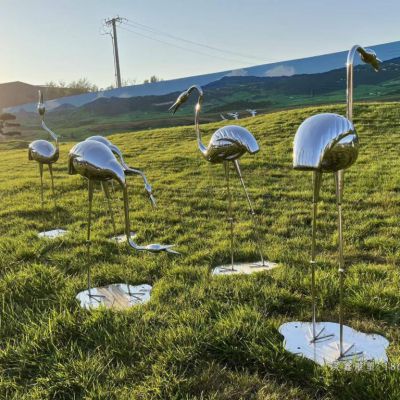 镜面火烈鸟不锈钢雕塑