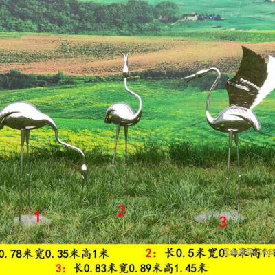 火烈鸟不锈钢动物雕塑